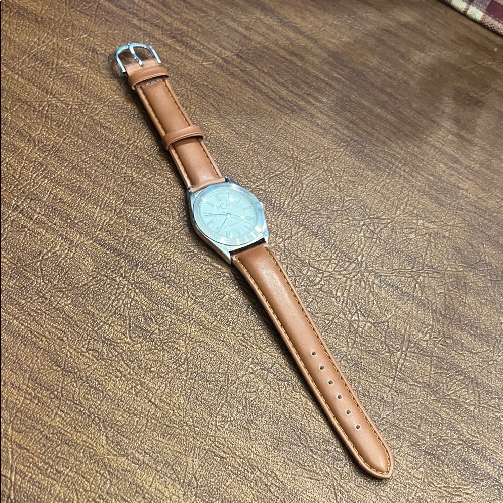 Elegant Brown Leather Strap Men's Watch